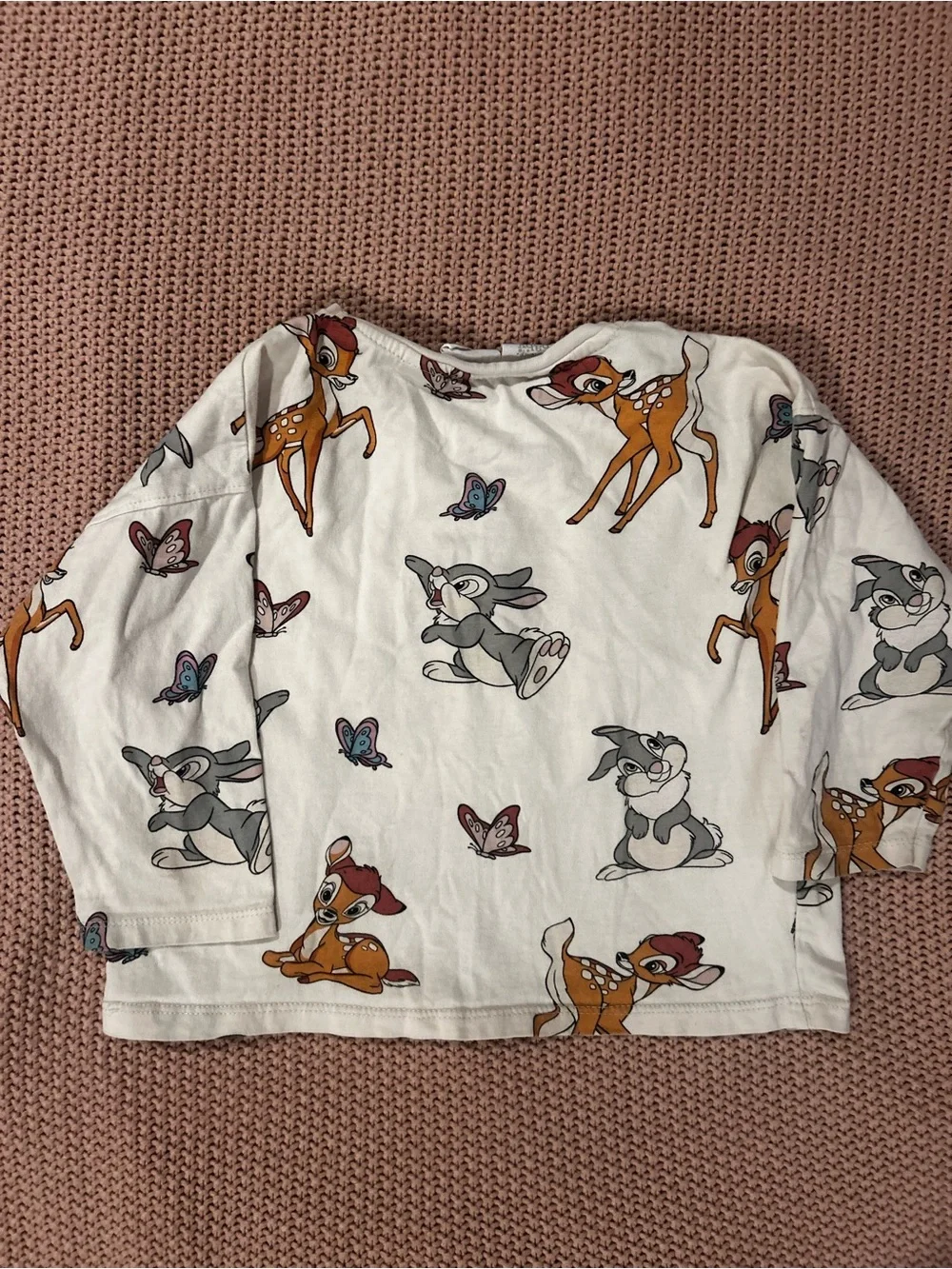 Zara Disney Bambi Thumper Girls Long Sleeve Graphic Shirt Size 3-4 Years